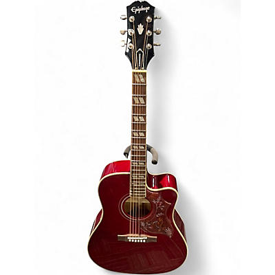 Used Epiphone hummingbird red Acoustic Electric Guitar