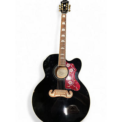 Used Epiphone j-200ec Black Acoustic Electric Guitar