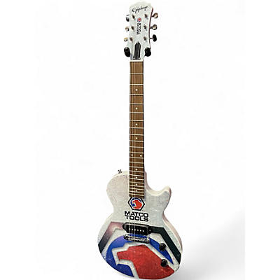 Used Epiphone les paul junior Macto Tool Edition white blue and red Solid Body Electric Guitar