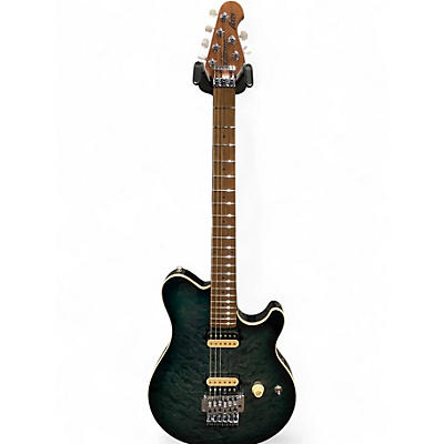 Used Ernie Ball Music Man AXIS  YUCATAN BLUE QUILT Solid Body Electric Guitar