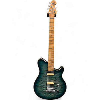Used Ernie Ball Music Man Axis Super Sport HH QUILT YUCATAN BLUE Solid Body Electric Guitar