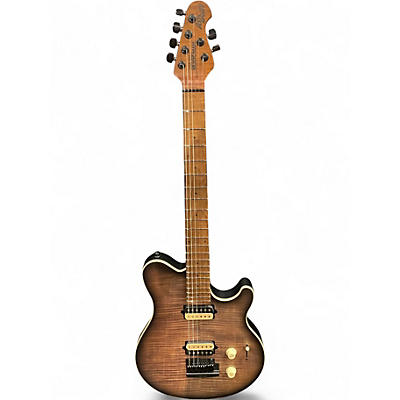 Used Ernie Ball Music Man Axis Super Sport Satin Flame Top Charcoal Cloud Solid Body Electric Guitar