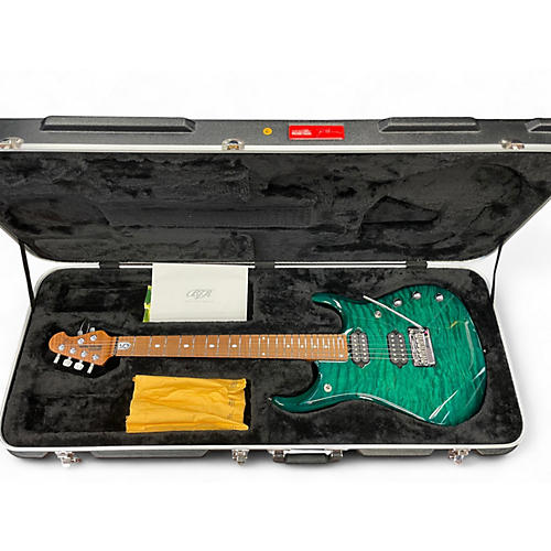 Used Ernie Ball Music Man JP15 John Petrucci Signature BFR Green Tiger Eye Quilt Solid Body Electric Guitar Green Tiger Eye Quilt