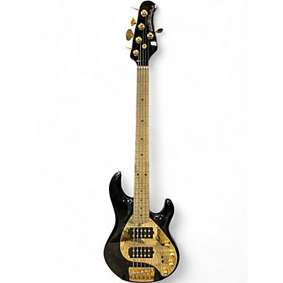 Used Ernie Ball Music Man Stingray HH 5 String Black and Gold Electric Bass Guitar