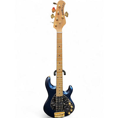 Used Ernie Ball Music Man Stingray HH 5 String Blue Electric Bass Guitar