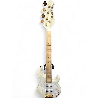 Used Ernie Ball Music Man Stingray HH 5 String Ivory White Electric Bass Guitar