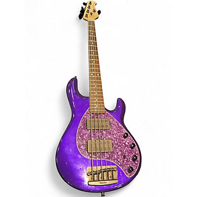 Used Ernie Ball Music Man Stingray HH 5 String Purple Electric Bass Guitar