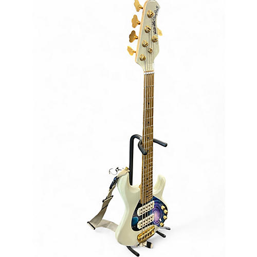 Used Ernie Ball Music Man Stingray HH 5 String White Electric Bass Guitar White
