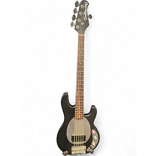 Used Ernie Ball Music Man sub bass 5 Black Electric Bass Guitar Black and Silver Electric Bass Guitar Black and Silver