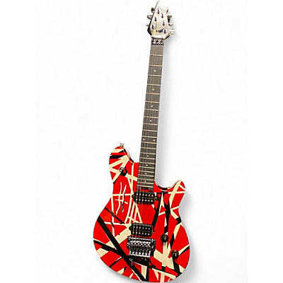 Used Ernie Ball WOLFGANG Red with Black and White Stripes Solid Body Electric Guitar