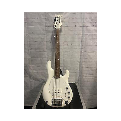 Used Ernieball Custom Sting Ray 5 White Electric Bass Guitar