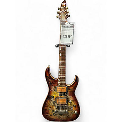 Used Esp Custom Shop Exhibition Limited Original Series Horizon-CTM NT Hinoki Top in Colorful Wood Tiles Solid Body Electric Guitar