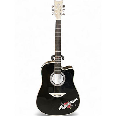 Used Esteban Crystal Heart Black and Bedazzled Acoustic Guitar