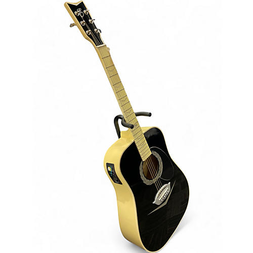 Used Esteban Eldorado Black and White Acoustic Electric Guitar Black and White