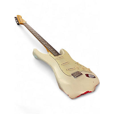 Used Fender 1963 Aged Custom Shop Journeyman Stratocaster Aged Relic Oly Olympic White Solid Body Electric Guitar
