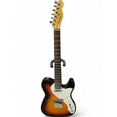 Used Fender 1969 Reissue Telecaster Thinline 3 Tone Sunburst Hollow Body Electric Guitar