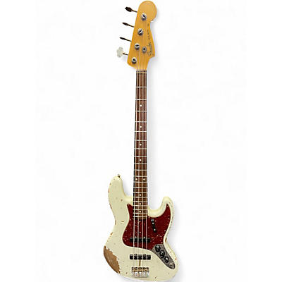 Used Fender 61 Jazz Bass Heavy Relic Olympic White Electric Bass Guitar