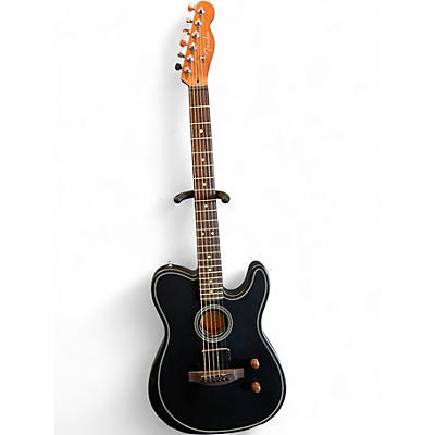 Used Fender ACOUSTASONIC Black Acoustic Electric Guitar