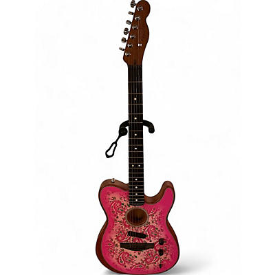 Used Fender ACOUSTASONIC TELE PINK PAISLEY Acoustic Electric Guitar