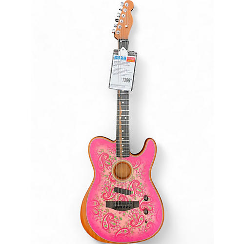 Used Fender ACOUSTASONIC TELECASTER PAISLEY PINK PAISLEY Acoustic Electric Guitar PINK PAISLEY