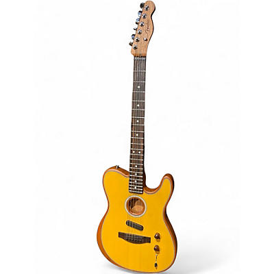 Used Fender ACUSTOSONIC PLAYER TELECASTER Vintage Yellow Acoustic Electric Guitar