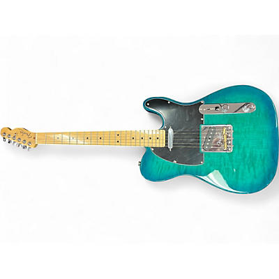 Used Fender AMERICAN showcase QMT TELECASTER Metallic Aqua Marine Solid Body Electric Guitar