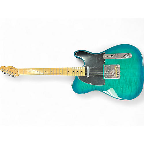 Used Fender AMERICAN showcase QMT TELECASTER Metallic Aqua Marine Solid Body Electric Guitar Metallic Aqua Marine