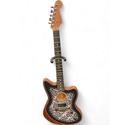 Fender Used Fender Acoustasonic Jazzmaster Limited-Edition black paisley Acoustic Electric Guitar black paisley