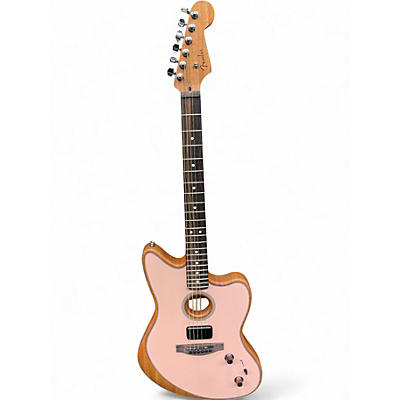 Used Fender Acoustasonic Jazzmaster Shell Pink Acoustic Electric Guitar