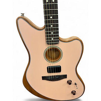 Used Fender Acoustasonic Player Jazzmaster Shell Pink Acoustic Electric Guitar