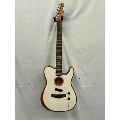 Fender Used Fender Acoustasonic Player Telecaster Atomic White Acoustic Electric Guitar