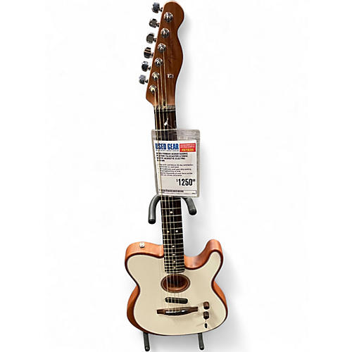 Used Fender Acoustasonic Player Telecaster Atomic White Acoustic Electric Guitar Atomic White