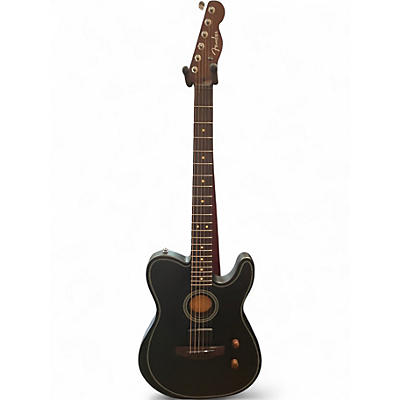 Used Fender Acoustasonic Player Telecaster Black and White Acoustic Electric Guitar