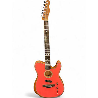 Used Fender Acoustasonic Player Telecaster Fiesta Red Acoustic Electric Guitar