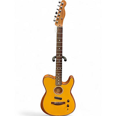Used Fender Acoustasonic Player Telecaster Vintage Yellow Acoustic Electric Guitar