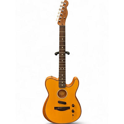 Used Fender Acoustasonic Player Telecaster Vintage Yellow Acoustic Electric Guitar