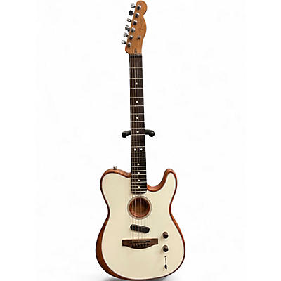Used Fender Acoustasonic Player Telecaster White Acoustic Electric Guitar
