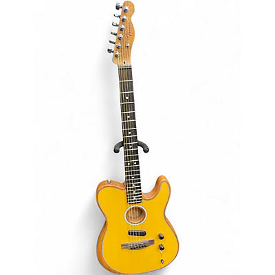 Used Fender Acoustasonic Player Telecaster Yellow Acoustic Electric Guitar