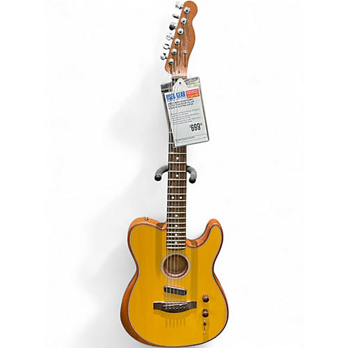 Used Fender Acoustasonic Player Telecaster Yellow Acoustic Electric Guitar Yellow