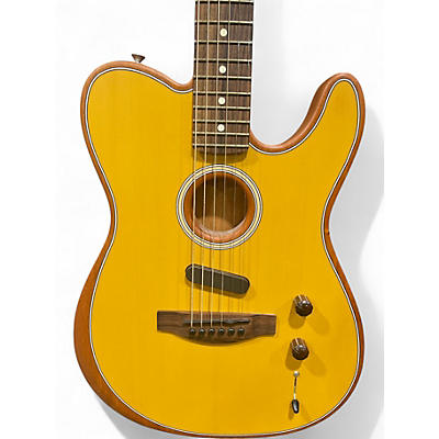Used Fender Acoustasonic Player Telecaster Yellow Acoustic Electric Guitar