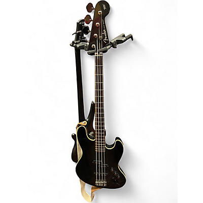 Used Fender Aerodyne Jazz Bass Black and Yellow Electric Bass Guitar