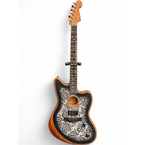 Used Fender American Acoustasonic Jazzmaster Black Pasily Acoustic Electric Guitar Black Pasily