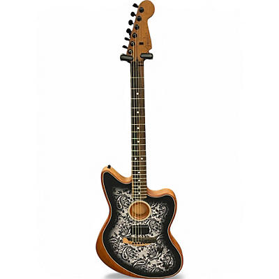 Used Fender American Acoustasonic Jazzmaster Limited-Edition Acoustic-El Black Paisley Acoustic Electric Guitar