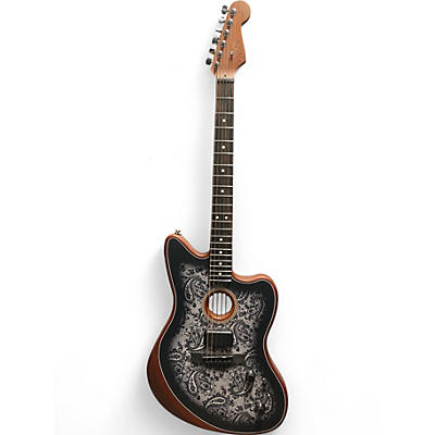 Used Fender American Acoustasonic Jazzmaster Limited-Edition Black Paisley Acoustic Guitar