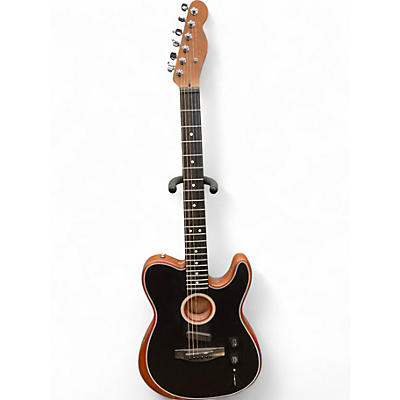 Used Fender American Acoustasonic Stratocaster Brushed Black Acoustic Electric Guitar