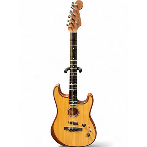 Used Fender American Acoustasonic Stratocaster Natural Acoustic Electric Guitar Natural