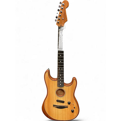 Used Fender American Acoustasonic Stratocaster Natural Acoustic Electric Guitar Natural