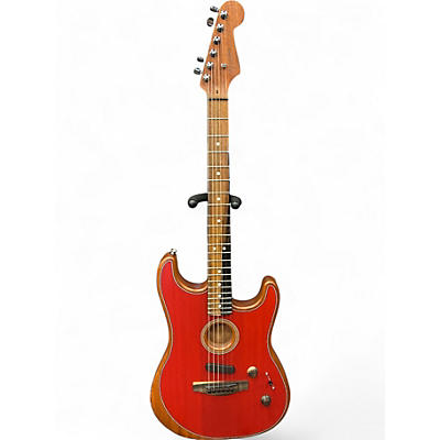 Used Fender American Acoustasonic Stratocaster RED Acoustic Electric Guitar