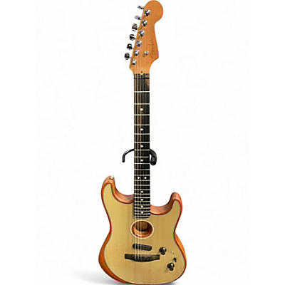 Used Fender American Acoustasonic Stratocaster Transparent Sonic Blue Acoustic Electric Guitar