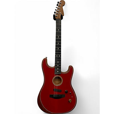 Used Fender American Acoustasonic Stratocaster red Acoustic Electric Guitar